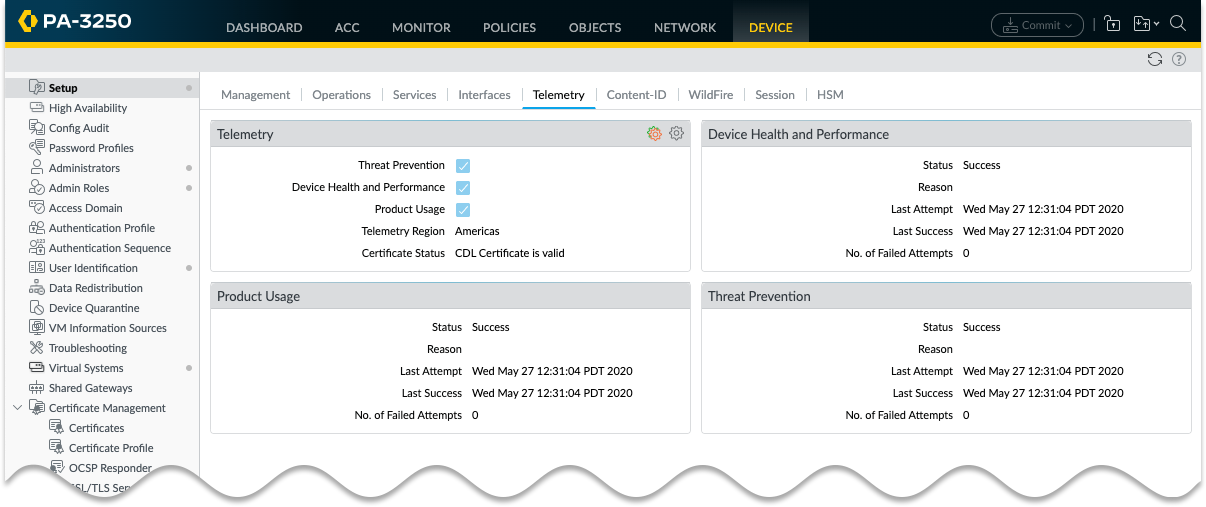 Diagram showing NGFW/Panorama sending Telemetry Data to Cortex Data Lake, which feeds Telemetry Apps for monitoring and management.