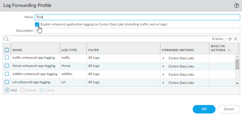Enable EAL in Log Forwarding Profile
