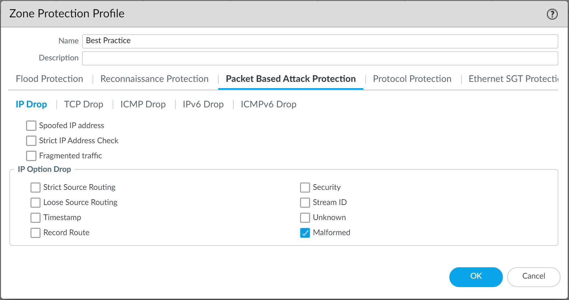Zone Protection - IP Drop