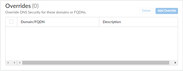 Screenshot of Overrides section with no entries in Strata Cloud Manager