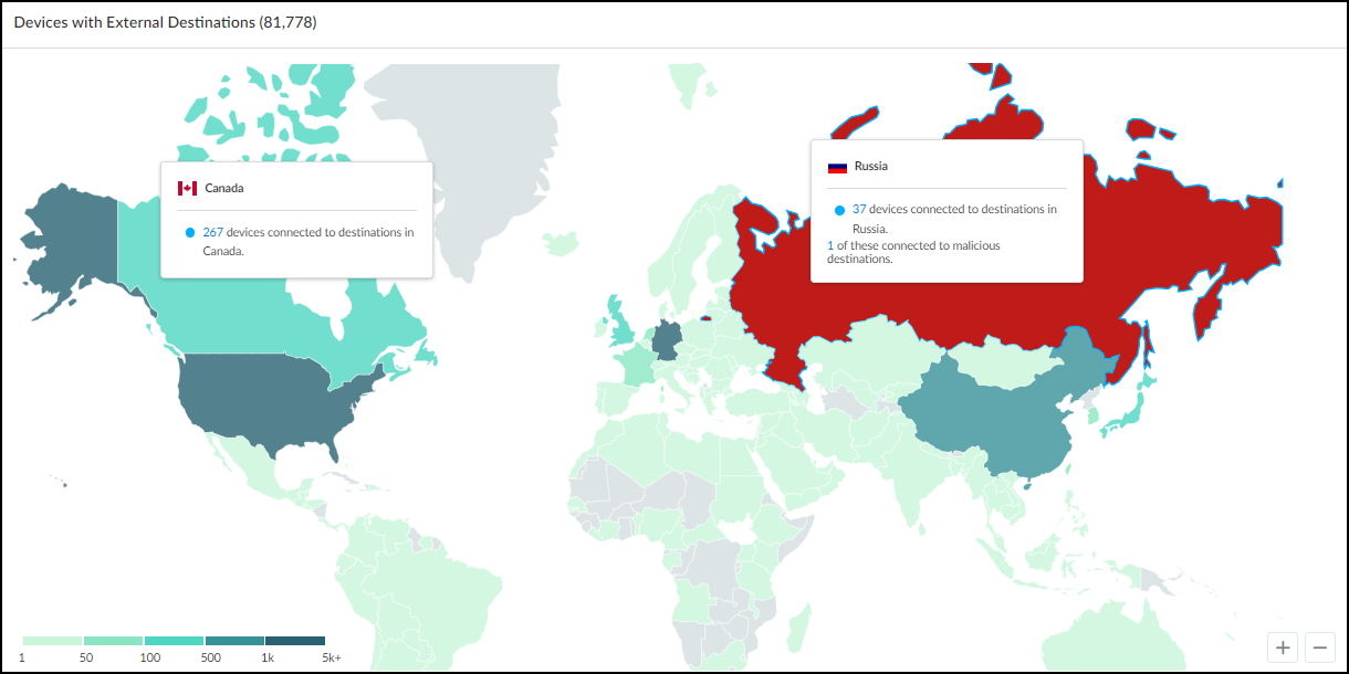 World map showing external connections.