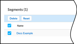 Screenshot showing Reset and Delete options for Network Segments.