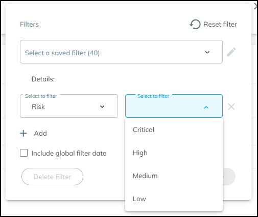 Screenshot showing filter condition definition.