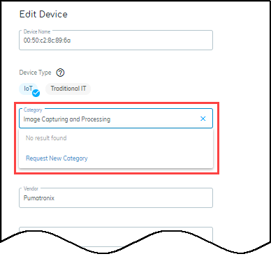 Screenshot showing 'Request New Category' option.