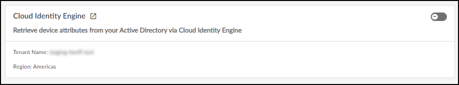 Screenshot of Cloud Identity Engine Integration toggle.