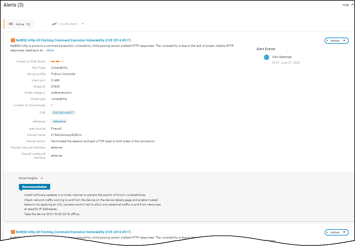 Screenshot showing 'More Insights' for a risk.