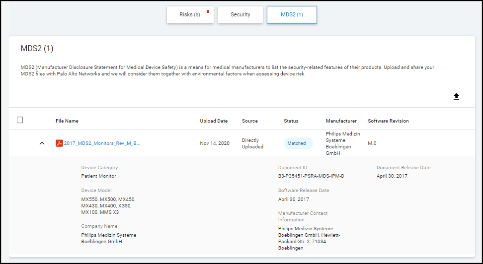Screenshot showing expanded MDS2 details.