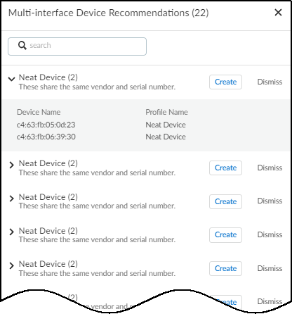 Panel showing merge recommendations.