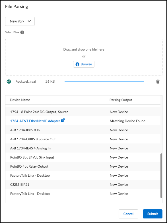 Screenshot of the file parsing side panel.