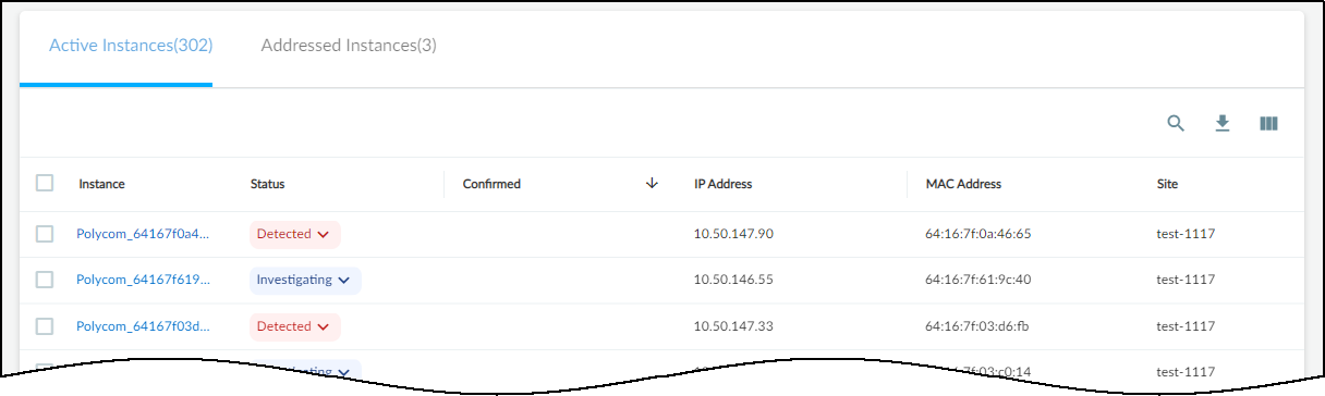 Active Instances table.