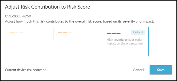 Setting risk contribution to Low.