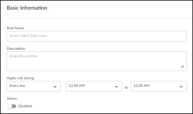 Basic Information section of rule editor.