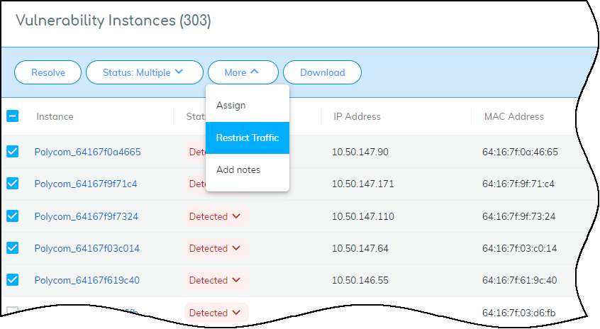Restricting traffic from Vulnerability Details page.