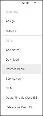 Restrict Traffic option on Alert Details page.