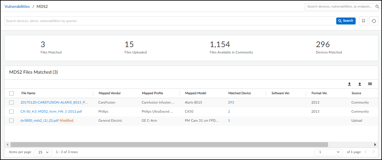 Screenshot of the main MDS2 management page.