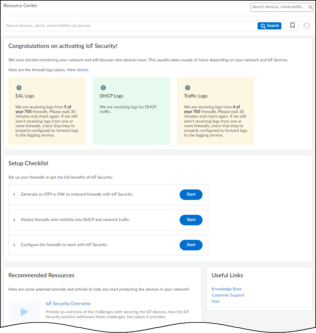 Screenshot of IoT Security Welcome Page