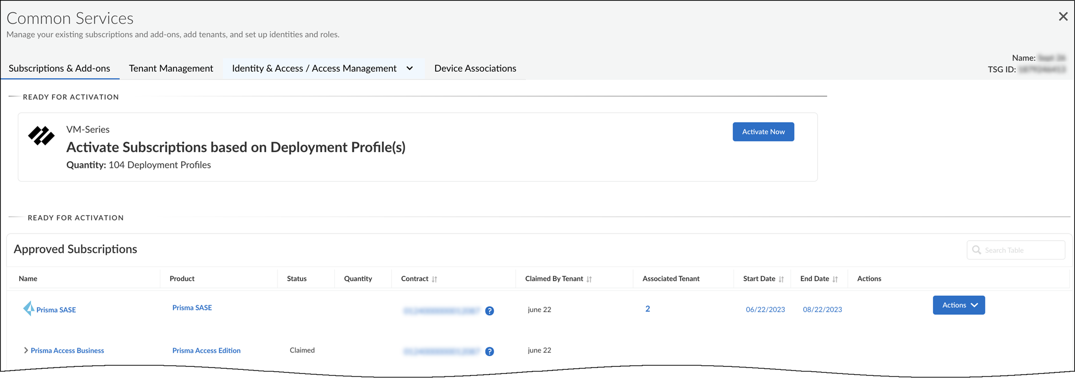 Screenshot showing Ready for Activation section in the hub