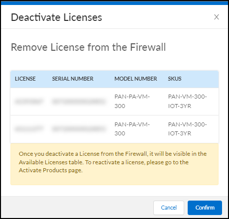 Screenshot showing license quantity increase after deactivation