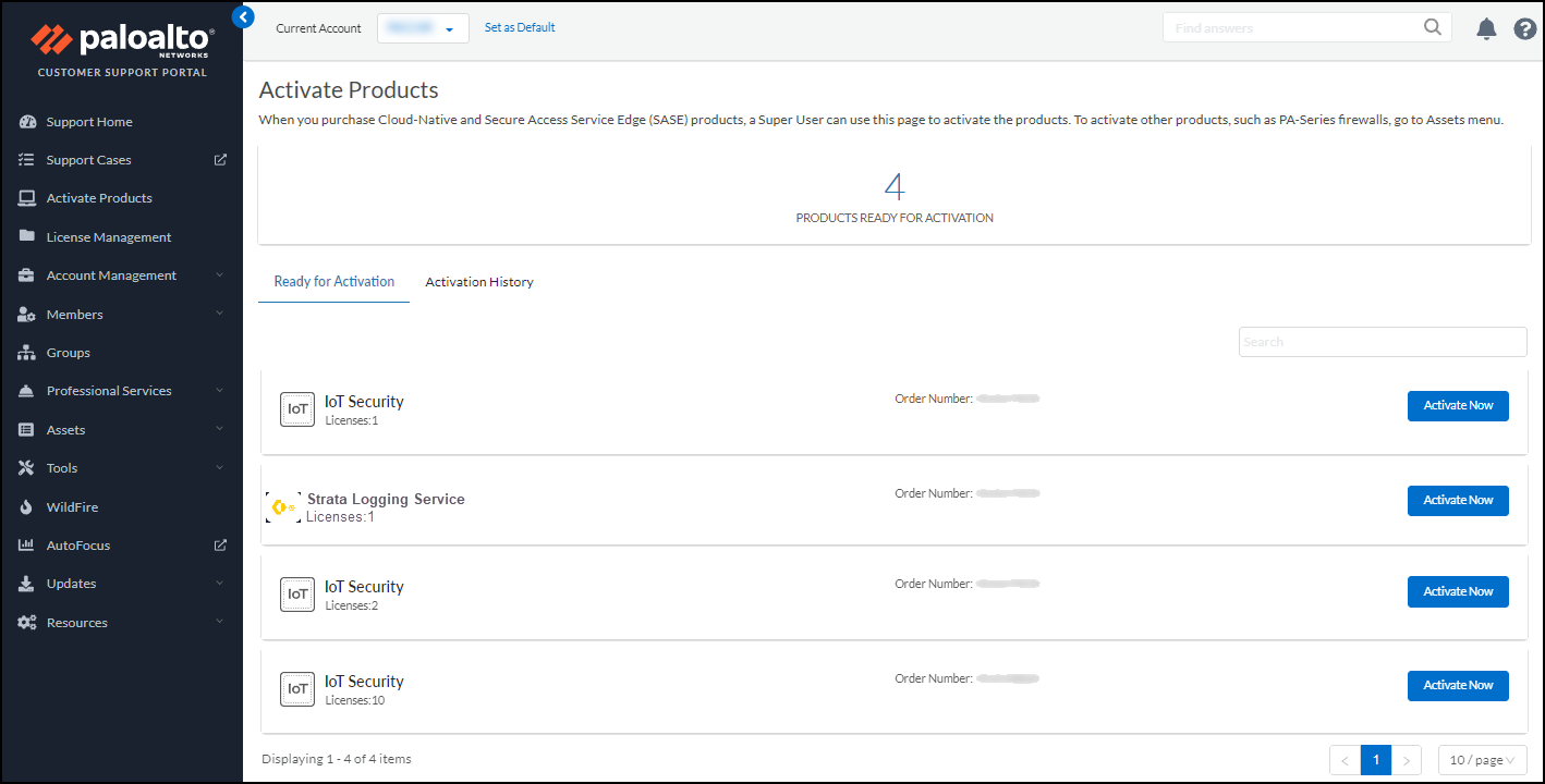 Screenshot showing Activate Now button for ready licenses