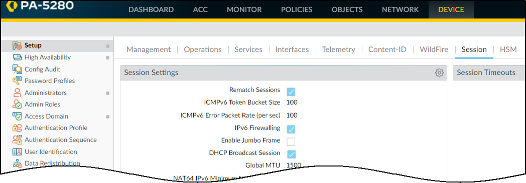 Screenshot showing DHCP Broadcast Session setting in PAN-OS