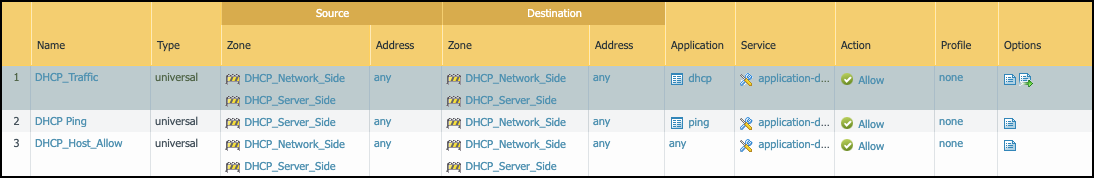 Screenshot showing optimized policy rules for Virtual Wire