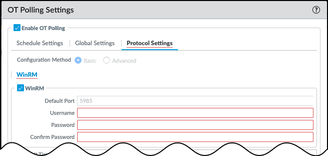 Screenshot showing WinRM polling settings
