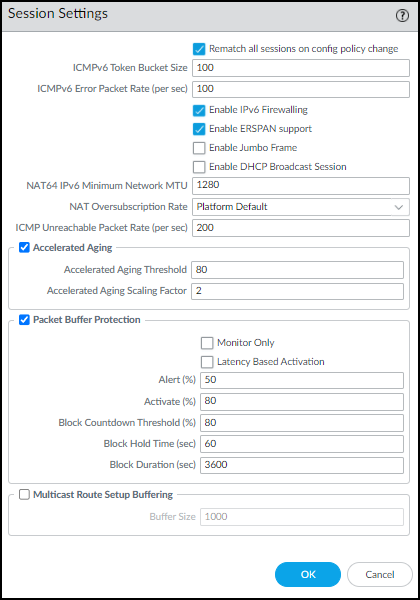 Screenshot showing Enable ERSPAN Support setting
