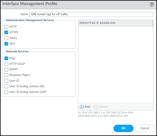 Screenshot showing Advanced settings for Layer 3 interface