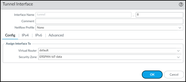 Screenshot showing Tunnel interface configuration