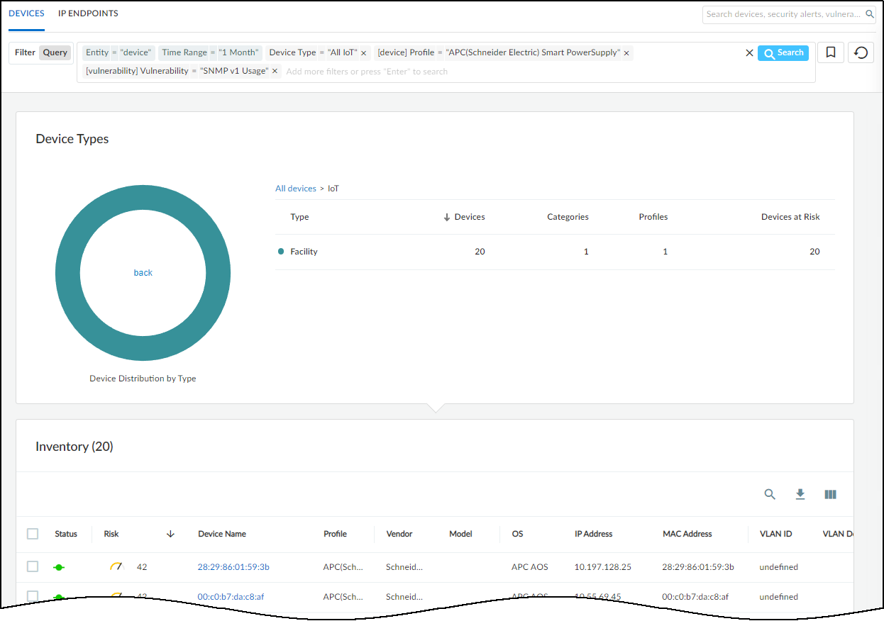 Screenshot showing Query Builder results