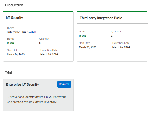 Screenshot showing Request trial option