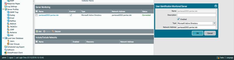 Screenshot showing the Server Monitor tab with Directory Servers list.