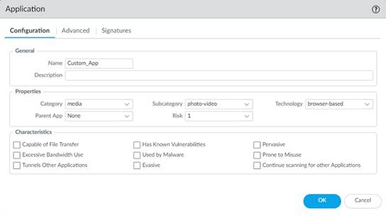 Application Configuration Screen