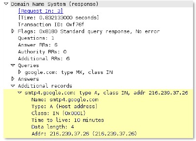 DNS Request Addition Section Capture