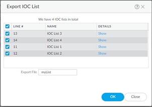Export IOC List Dialog