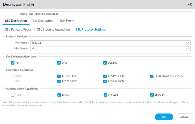SSL Protocol Settings screenshot