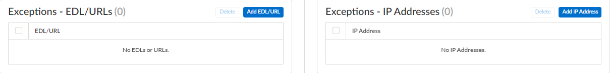 Screenshot of Strata Cloud Manager Anti-Spyware Profile Inline Cloud Analysis Exceptions.
