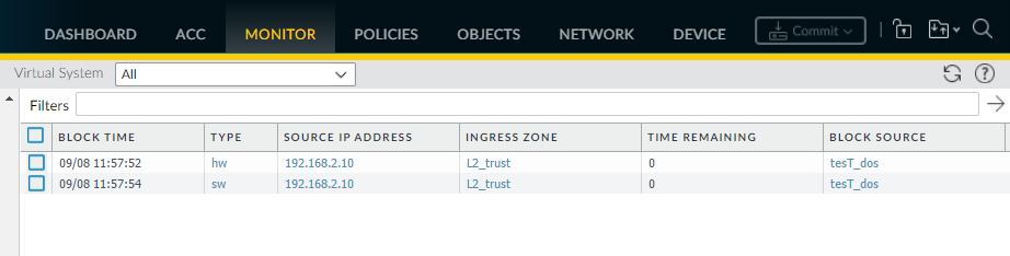 Screenshot of PAN-OS Monitor Block IP List with Who Is link.