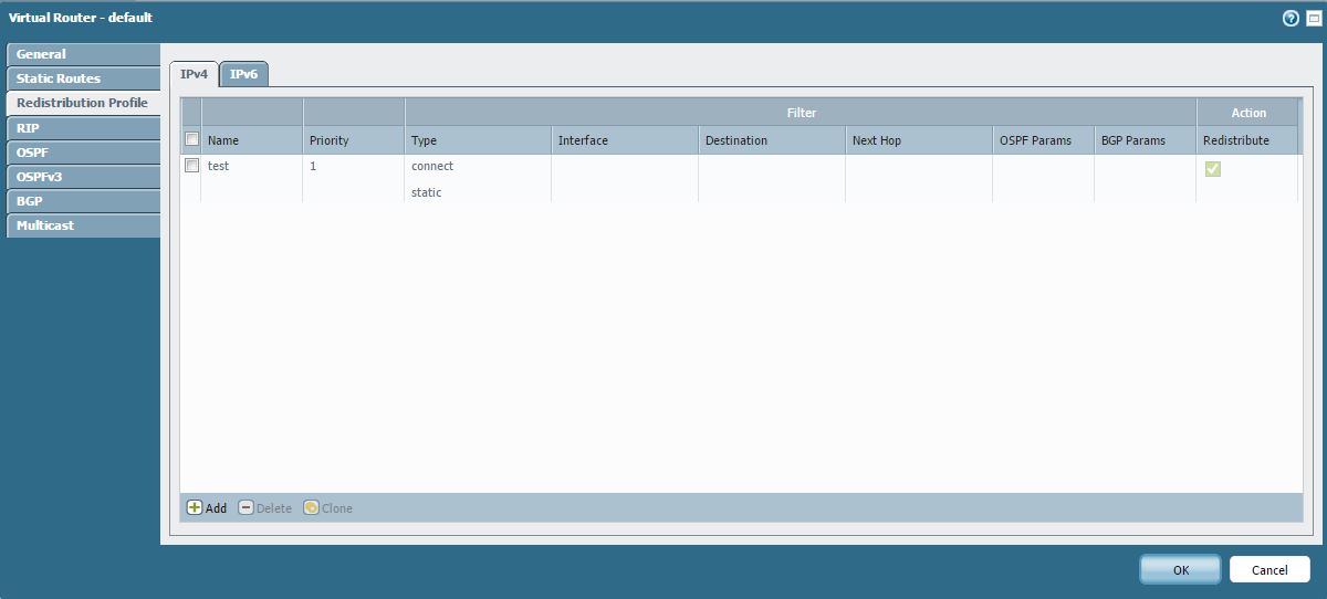 Screenshot showing the saved Redistribution Profile.