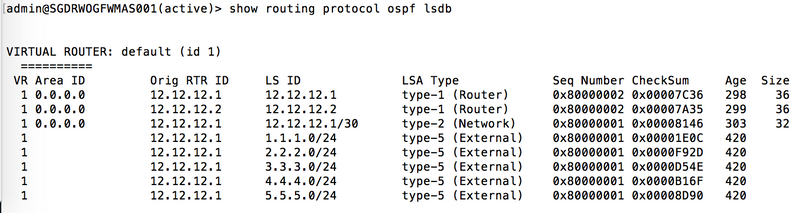 Screenshot of the initial OSPF export rule using the Redist-Static profile.