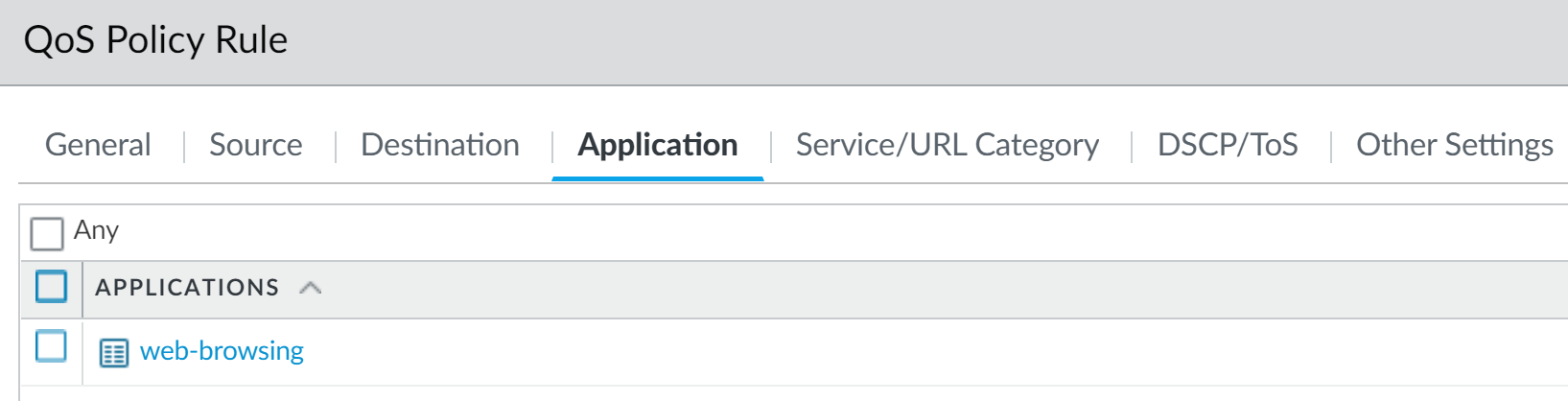 QoS Policy - Application