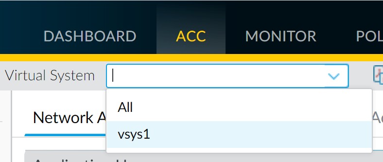 Selecting VSYS in ACC