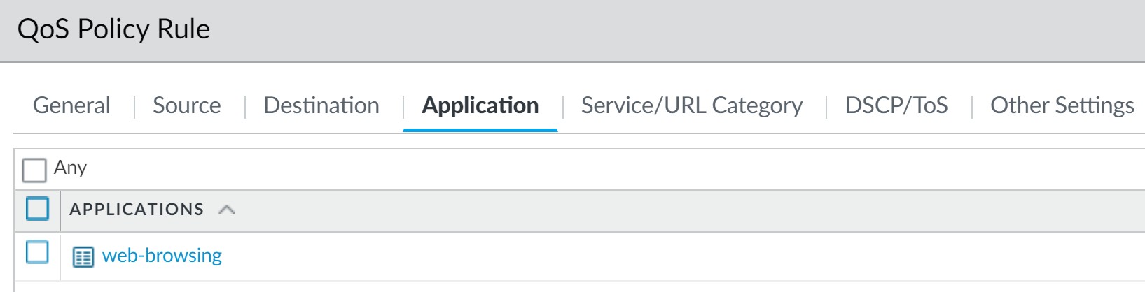 VSYS QoS Policy - Application