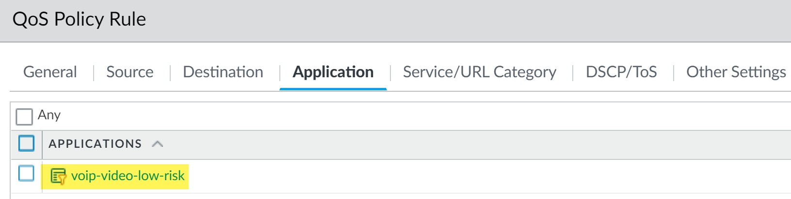 VoIP/Video QoS Policy Application