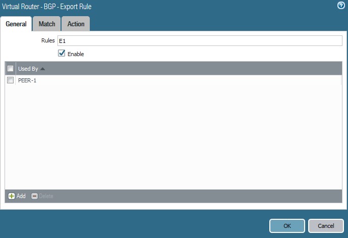 General tab of Adv filter
