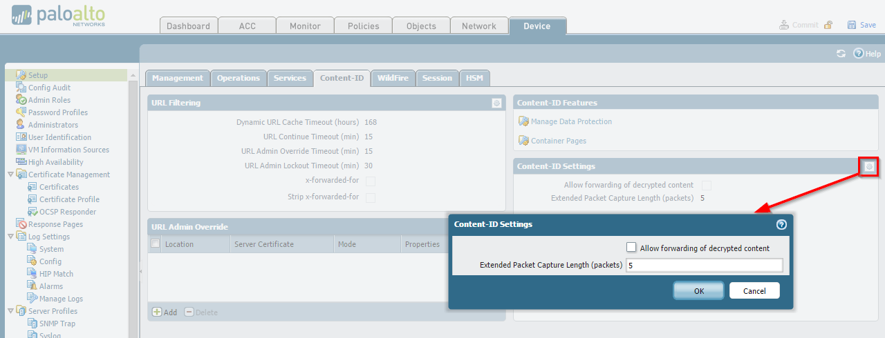 Content-ID Settings for Extended Capture