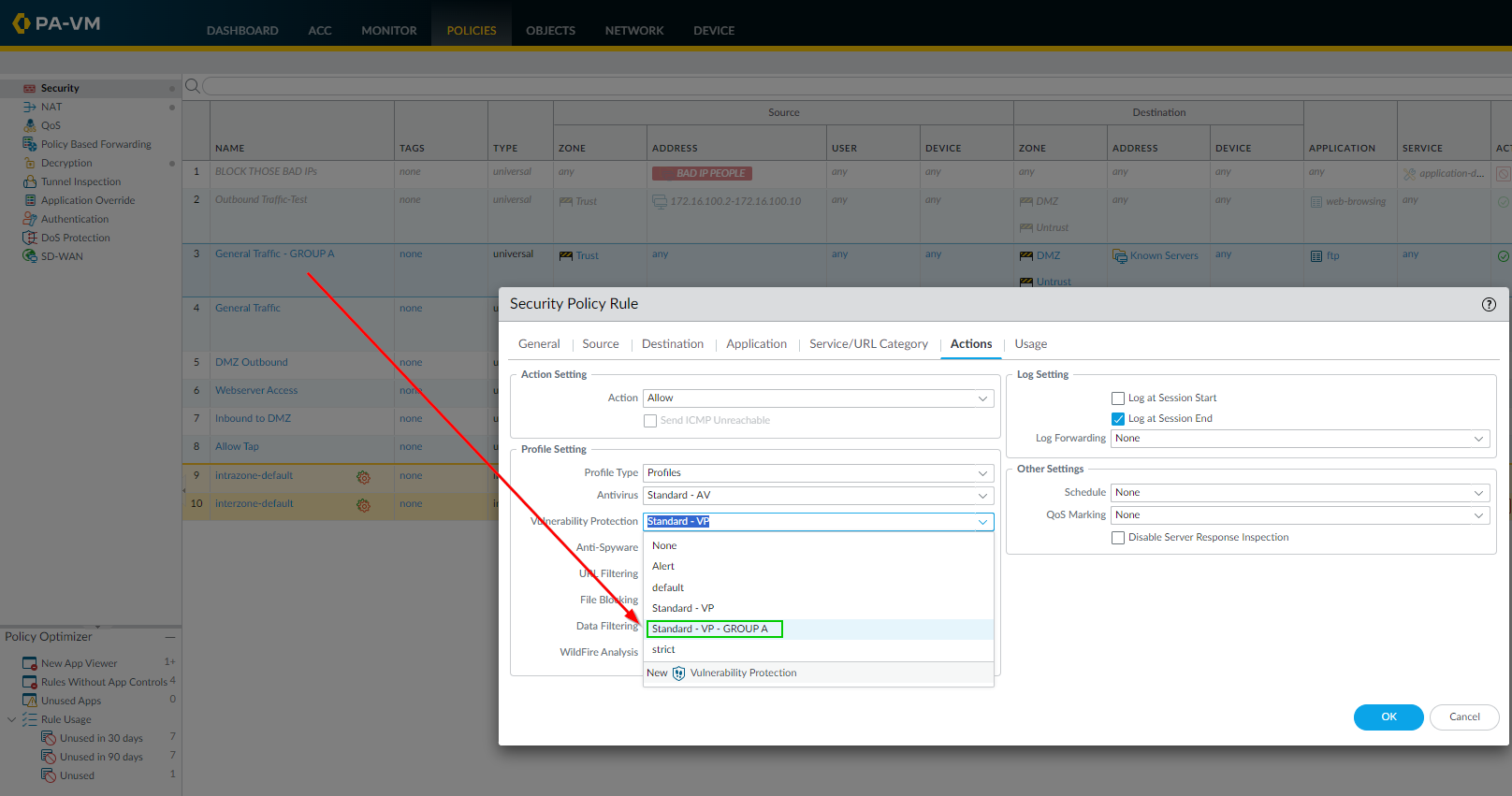 Associating the cloned profile with the cloned rule
