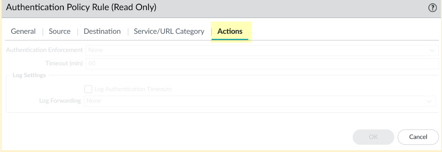 Authentication Policy Rule Actions Tab showing 'Bypass Web Proxy Authentication' checkbox