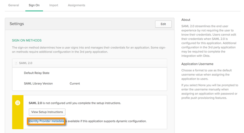 Okta Download Metadata
