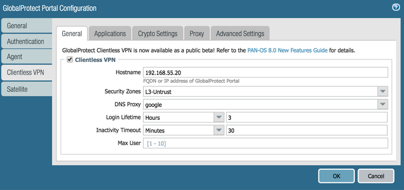 PAN-OS GlobalProtect Clientless VPN Config